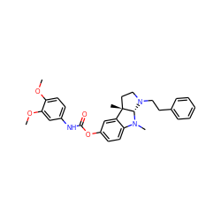 COc1ccc(NC(=O)Oc2ccc3c(c2)[C@]2(C)CCN(CCc4ccccc4)[C@@H]2N3C)cc1OC ZINC000049036991