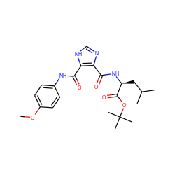 COc1ccc(NC(=O)c2[nH]cnc2C(=O)N[C@@H](CC(C)C)C(=O)OC(C)(C)C)cc1 ZINC000015952243