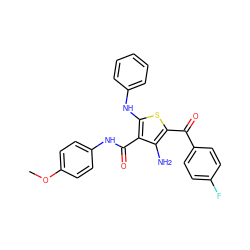 COc1ccc(NC(=O)c2c(Nc3ccccc3)sc(C(=O)c3ccc(F)cc3)c2N)cc1 ZINC000003265803