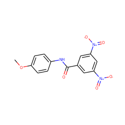 COc1ccc(NC(=O)c2cc([N+](=O)[O-])cc([N+](=O)[O-])c2)cc1 ZINC000003149742