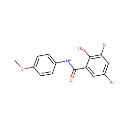 COc1ccc(NC(=O)c2cc(Br)cc(Br)c2O)cc1 ZINC000003156573