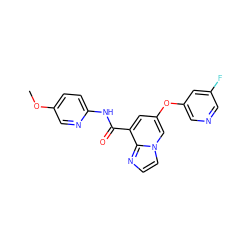 COc1ccc(NC(=O)c2cc(Oc3cncc(F)c3)cn3ccnc23)nc1 ZINC001772571865