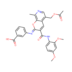 COc1ccc(NC(=O)c2cc3c(COC(C)=O)cnc(C)c3o/c2=N\c2cccc(C(=O)O)c2)c(OC)c1 ZINC000002954661