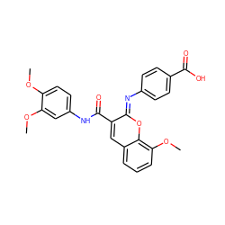 COc1ccc(NC(=O)c2cc3cccc(OC)c3o/c2=N\c2ccc(C(=O)O)cc2)cc1OC ZINC000013139660