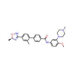 COc1ccc(NC(=O)c2ccc(-c3ccc(C4=N[C@@H](C)ON4)cc3C)cc2)cc1N1CCN(C)CC1 ZINC000027315789