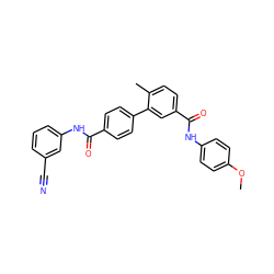 COc1ccc(NC(=O)c2ccc(C)c(-c3ccc(C(=O)Nc4cccc(C#N)c4)cc3)c2)cc1 ZINC000040916268