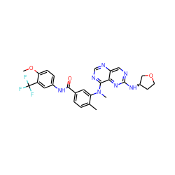 COc1ccc(NC(=O)c2ccc(C)c(N(C)c3ncnc4cnc(N[C@@H]5CCOC5)nc34)c2)cc1C(F)(F)F ZINC000148369461