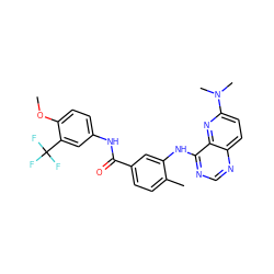 COc1ccc(NC(=O)c2ccc(C)c(Nc3ncnc4ccc(N(C)C)nc34)c2)cc1C(F)(F)F ZINC000096175728