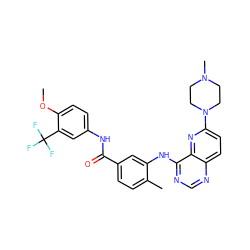 COc1ccc(NC(=O)c2ccc(C)c(Nc3ncnc4ccc(N5CCN(C)CC5)nc34)c2)cc1C(F)(F)F ZINC000096175725