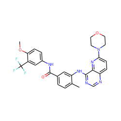 COc1ccc(NC(=O)c2ccc(C)c(Nc3ncnc4ccc(N5CCOCC5)nc34)c2)cc1C(F)(F)F ZINC000096175717