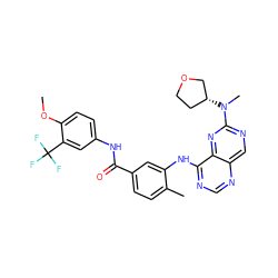 COc1ccc(NC(=O)c2ccc(C)c(Nc3ncnc4cnc(N(C)[C@@H]5CCOC5)nc34)c2)cc1C(F)(F)F ZINC000148348114