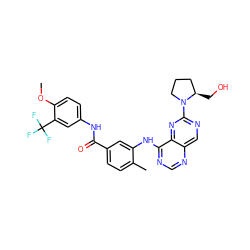 COc1ccc(NC(=O)c2ccc(C)c(Nc3ncnc4cnc(N5CCC[C@H]5CO)nc34)c2)cc1C(F)(F)F ZINC000148347673