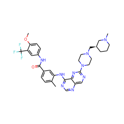 COc1ccc(NC(=O)c2ccc(C)c(Nc3ncnc4cnc(N5CCN(C[C@@H]6CCCN(C)C6)CC5)nc34)c2)cc1C(F)(F)F ZINC000163529100