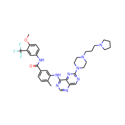 COc1ccc(NC(=O)c2ccc(C)c(Nc3ncnc4cnc(N5CCN(CCCN6CCCC6)CC5)nc34)c2)cc1C(F)(F)F ZINC000165281507