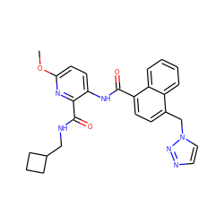 COc1ccc(NC(=O)c2ccc(Cn3ccnn3)c3ccccc23)c(C(=O)NCC2CCC2)n1 ZINC000095598133