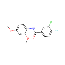 COc1ccc(NC(=O)c2ccc(F)c(Cl)c2)c(OC)c1 ZINC000074955036