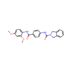 COc1ccc(NC(=O)c2ccc(NC(=O)N3Cc4ccccc4C3)cc2)c(OC)c1 ZINC000166320827