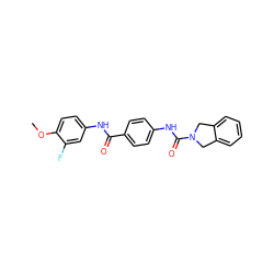 COc1ccc(NC(=O)c2ccc(NC(=O)N3Cc4ccccc4C3)cc2)cc1F ZINC000166913713