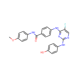 COc1ccc(NC(=O)c2ccc(Nc3nc(Nc4ccc(O)cc4)ncc3F)cc2)cc1 ZINC000045498794