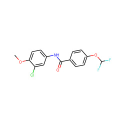 COc1ccc(NC(=O)c2ccc(OC(F)F)cc2)cc1Cl ZINC000000374356