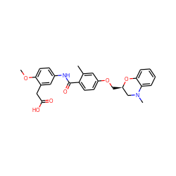 COc1ccc(NC(=O)c2ccc(OC[C@@H]3CN(C)c4ccccc4O3)cc2C)cc1CC(=O)O ZINC000072116203