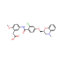 COc1ccc(NC(=O)c2ccc(OC[C@@H]3CN(C)c4ccccc4O3)cc2Cl)cc1CC(=O)O ZINC000072142873