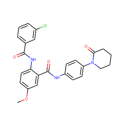 COc1ccc(NC(=O)c2cccc(Cl)c2)c(C(=O)Nc2ccc(N3CCCCC3=O)cc2)c1 ZINC000299863351