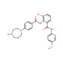 COc1ccc(NC(=O)c2cccc(O)c2NC(=O)c2ccc(N3CCCN(C)CC3)cc2)nc1 ZINC000299820583