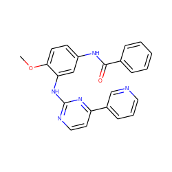 COc1ccc(NC(=O)c2ccccc2)cc1Nc1nccc(-c2cccnc2)n1 ZINC000028232169