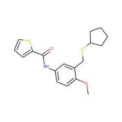 COc1ccc(NC(=O)c2cccs2)cc1CSC1CCCC1 ZINC000169352367