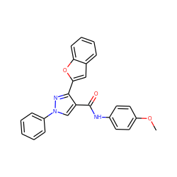 COc1ccc(NC(=O)c2cn(-c3ccccc3)nc2-c2cc3ccccc3o2)cc1 ZINC000001110401