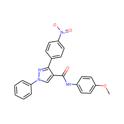 COc1ccc(NC(=O)c2cn(-c3ccccc3)nc2-c2ccc([N+](=O)[O-])cc2)cc1 ZINC000084758574