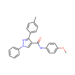 COc1ccc(NC(=O)c2cn(-c3ccccc3)nc2-c2ccc(C)cc2)cc1 ZINC000001175444