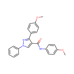 COc1ccc(NC(=O)c2cn(-c3ccccc3)nc2-c2ccc(OC)cc2)cc1 ZINC000016598133