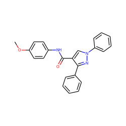 COc1ccc(NC(=O)c2cn(-c3ccccc3)nc2-c2ccccc2)cc1 ZINC000000991736