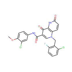 COc1ccc(NC(=O)c2cn(Cc3c(F)cccc3Cl)c3ccc(=O)[nH]c3c2=O)cc1Cl ZINC000073140632