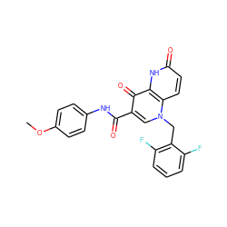 COc1ccc(NC(=O)c2cn(Cc3c(F)cccc3F)c3ccc(=O)[nH]c3c2=O)cc1 ZINC000073170195