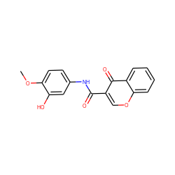 COc1ccc(NC(=O)c2coc3ccccc3c2=O)cc1O ZINC000072113458