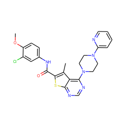 COc1ccc(NC(=O)c2sc3ncnc(N4CCN(c5ccccn5)CC4)c3c2C)cc1Cl ZINC000002911686