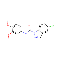 COc1ccc(NC(=O)n2ncc3cc(Cl)ccc32)cc1OC ZINC000006768998