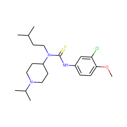 COc1ccc(NC(=S)N(CCC(C)C)C2CCN(C(C)C)CC2)cc1Cl ZINC000004687112