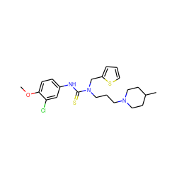 COc1ccc(NC(=S)N(CCCN2CCC(C)CC2)Cc2cccs2)cc1Cl ZINC000013573441