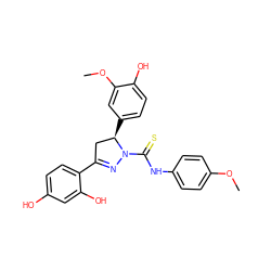 COc1ccc(NC(=S)N2N=C(c3ccc(O)cc3O)C[C@H]2c2ccc(O)c(OC)c2)cc1 ZINC000029044054