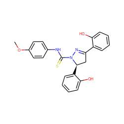 COc1ccc(NC(=S)N2N=C(c3ccccc3O)C[C@H]2c2ccccc2O)cc1 ZINC000029045064