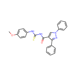 COc1ccc(NC(=S)NC(=O)c2cn(-c3ccccc3)nc2-c2ccccc2)cc1 ZINC000096283869