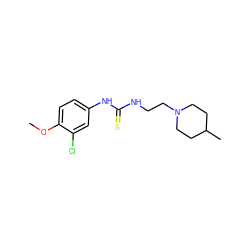 COc1ccc(NC(=S)NCCN2CCC(C)CC2)cc1Cl ZINC000005064774