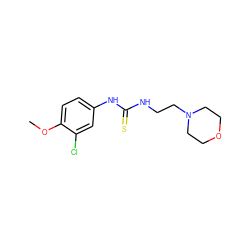 COc1ccc(NC(=S)NCCN2CCOCC2)cc1Cl ZINC000038234503