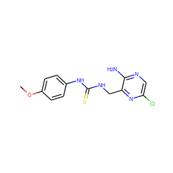 COc1ccc(NC(=S)NCc2nc(Cl)cnc2N)cc1 ZINC000071294712