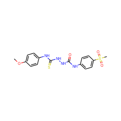 COc1ccc(NC(=S)NNC(=O)Nc2ccc(S(C)(=O)=O)cc2)cc1 ZINC000741856918