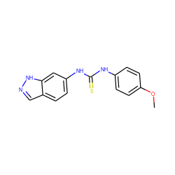 COc1ccc(NC(=S)Nc2ccc3cn[nH]c3c2)cc1 ZINC000013684119